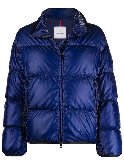 Moncler Grenit Metallic Quilted Shell Down Jacket In Blue