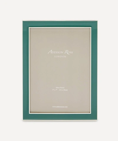 Addison Ross Fern Green Enamel And Silver 5x7' Photo Frame In Multicoloured