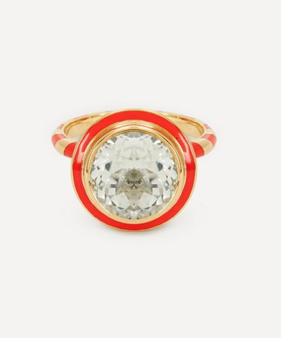 Alice Cicolini 14ct Gold Memphis Candy Lacquer White Topaz Totem Ring