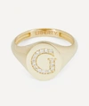 LIBERTY 9CT GOLD AND DIAMOND INITIAL SIGNET RING,000722985