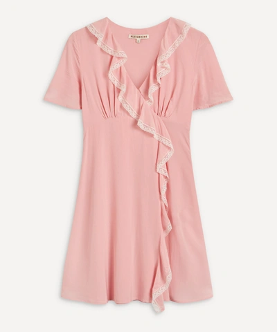 Alexa Chung Sherily Ruffled Lace-trimmed Crepe Mini Dress In Soft Pink