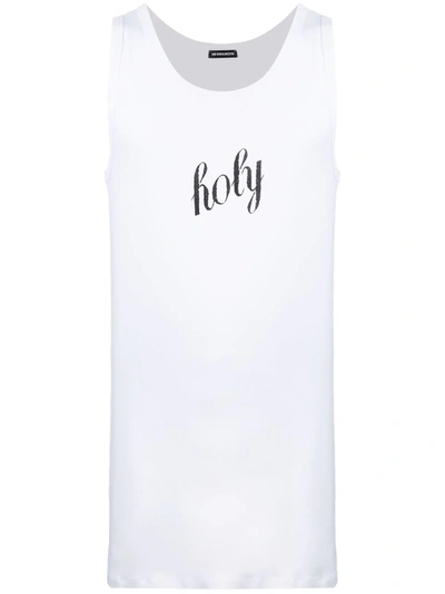 Ann Demeulemeester Holy Print Seva Cotton Jersey Tank Top In Black