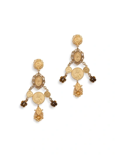 Dolce & Gabbana Embellished Pendant Earrings In Oro
