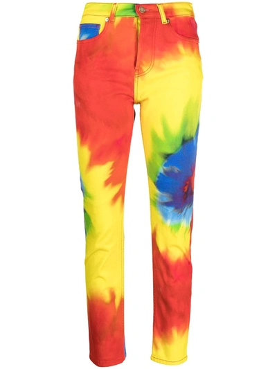 Alexandre Vauthier Tie-dye Straight Leg Jeans In Red