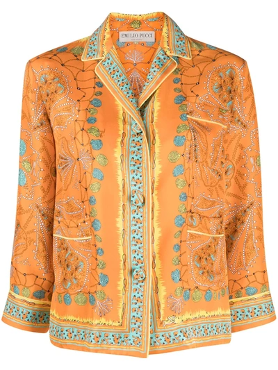 Emilio Pucci Conchiglie-print Silk Shirt In Orange