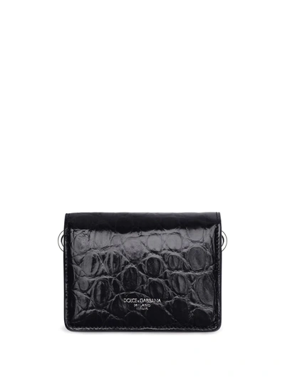 Dolce & Gabbana Heat-stamped Logo Cardholder Bag In Black