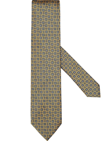 Ermenegildo Zegna Jacquard-patterned Silk Tie In Yellow