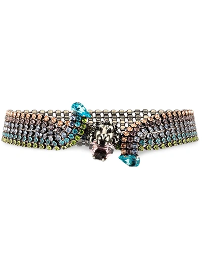 Gucci Lion Head Choker With Crystals In Multicolor Crystals