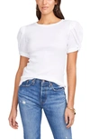 1.state Puff Sleeve Rib Knit T-shirt In Ultra White