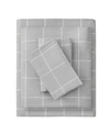 Beautyrest Oversized Flannel California King Oversized Cotton Flannel Sheet Set, 4 Piece Bedding In Gray Windowpane