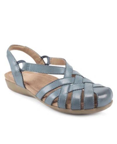 Earth Women's Berri Woven Casual Round Toe Slip-on Sandals In Moroccan Blue Leather
