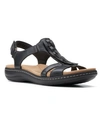 Clarks Laurieann Kay Womens Faux Leather A Flat Sandals In Black Leather