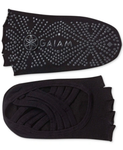 Gaiam Grippy Toeless Yoga Socks In Black