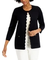 KASPER SCALLOPED CARDIGAN