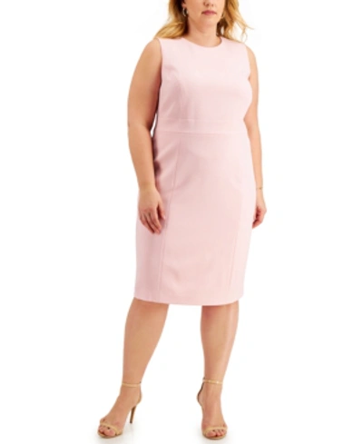 Kasper Plus Size Scoop-neck Sheath Dress In Tutu Pink
