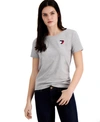 Tommy Hilfiger Women's Embroidered Heart-logo T-shirt In Stone Grey Heather Multi