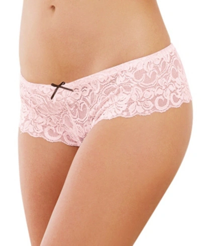 Dreamgirl Women's Low-rise Crotchless Boyshort With Satin Bow Details In Vint Pink