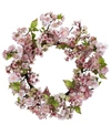 Nearly Natural 24" Artificial Cherry Blossom Wreath In Pink