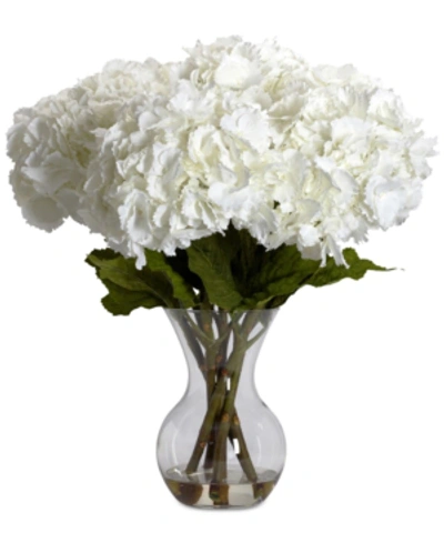 Nearly Natural Large Hydrangea Flower Arrangement With Vase In White