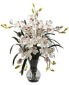 Nearly Natural Large Cymbidium Arrangement With Vase In White