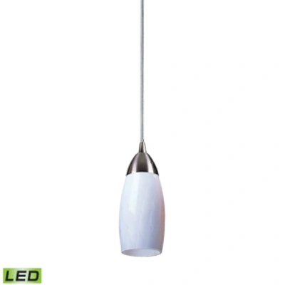 Elk Lighting 1 Light Pendant In Satin Nickel And Simply White Glass In Silver