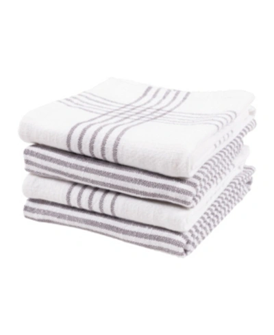 Kaf Home Monoco Relaxed Casual Kitchen Towel, Set Of 4 In Gray