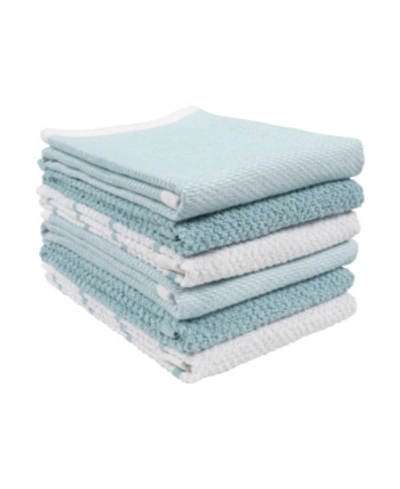 Kaf Home Ayesha Curry Terry Towel, Set Of 6 In Aqua