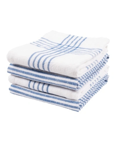 Kaf Home Monoco Relaxed Casual Kitchen Towel, Set Of 4 In Navy