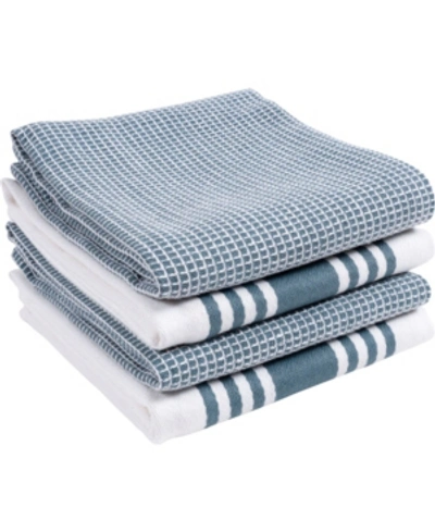 Kaf Home Madison Waffle Kitchen Towel, Set Of 4 In Navy