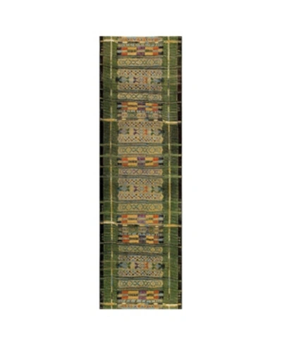 Liora Manne Marina Tribal Stripe 1'11" X 7'6" Runner Rug In Green