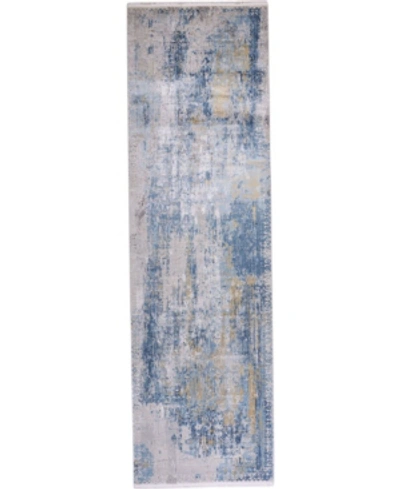 Simply Woven Cadiz R3890 Blue 3'1" X 10' Runner Rug