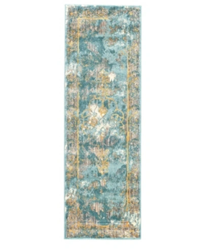 Simply Woven Keats R3471 Turquoise 2'7" X 8' Runner Rug In Lagoon
