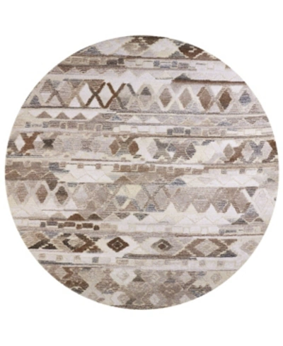 Simply Woven Elsa R8770 Brown 10' X 10' Round Rug