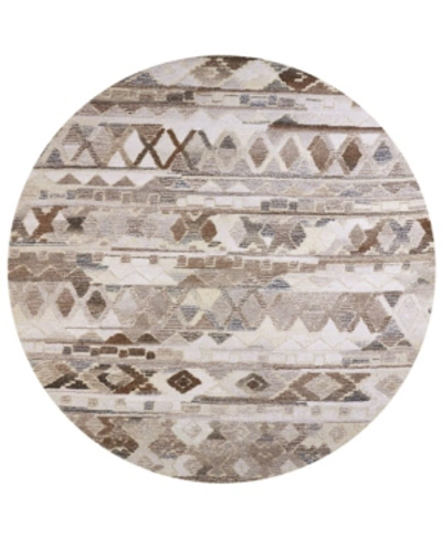 Simply Woven Elsa R8770 Brown 8' X 8' Round Rug