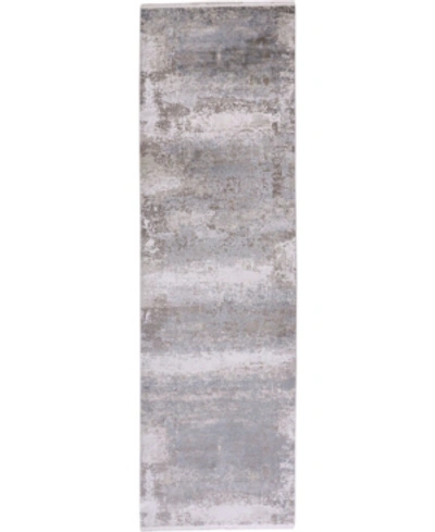 Simply Woven Cadiz R3888 Silver 3'1" X 10' Runner Rug In Light Gray