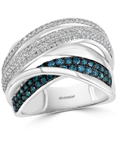 Effy Collection Effy Blue & White Diamond Multirow Statement Ring (3/4 Ct. T.w.) In 14k White Gold