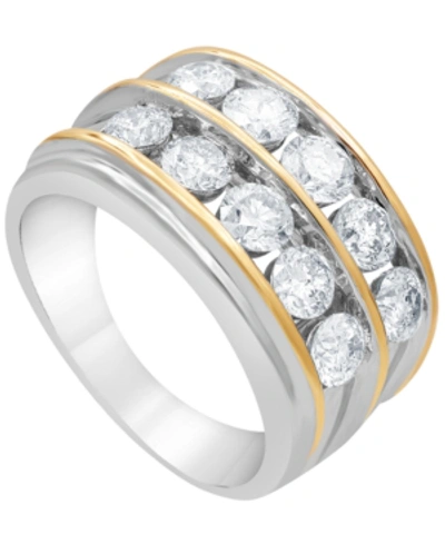 Macy's Men's Diamond Two Row Band (3 Ct. T.w.) In 10k Gold & White Gold In Two-tone