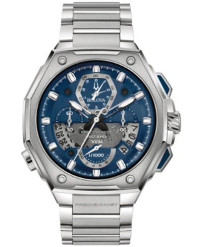 Bulova Men's Chronograph Precisionist X Stainless Steel Bracelet Watch 44.5mm In Blue