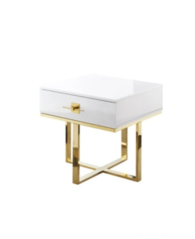 Inspired Home Mandisa 1 Drawer Square Side Table In White