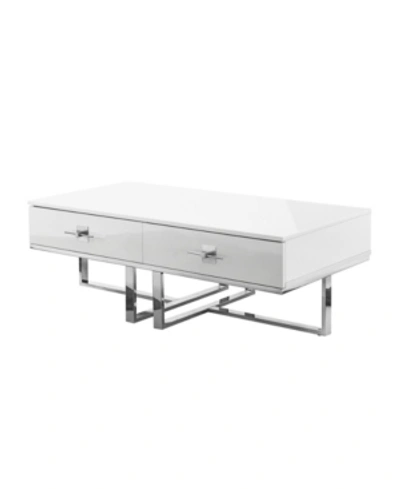 Inspired Home Mandisa 2 Drawers Rectangular Coffee Table In White