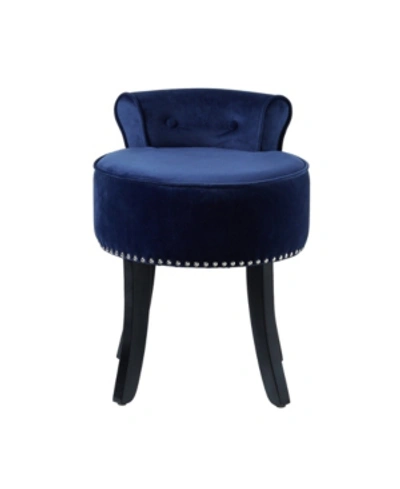 Inspired Home Taylor Upholstered Vanity Stool With Nailhead Trim In Navy
