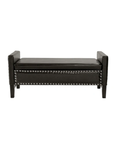 Inspired Home Columbus Button Tufted Storage Bench With Nailhead Trim In Coffee Bea