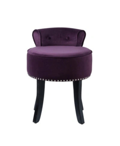 Inspired Home Taylor Upholstered Vanity Stool With Nailhead Trim In Purple