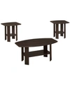 Monarch Specialties Table Set - 3 Piece Set In Dark Brown