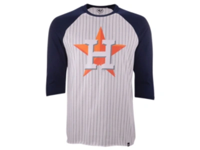 47 Brand Houston Astros Men's Pinstripe Throwback Raglan T-shirt In White/navy