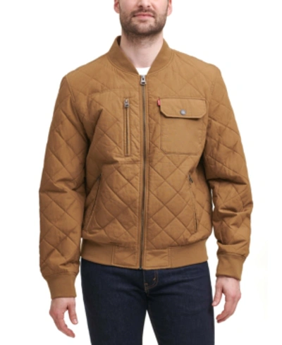 Levi's Men's Diamond Quilted Bomber Jacket In Khaki