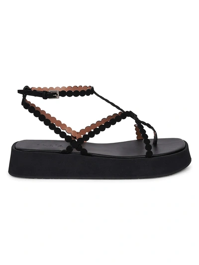 Alaïa Dot Leather Ankle-strap Platform Sandals In Noir