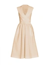 ALAÏA SLEEVELESS BELTED POPLIN WRAP DRESS,400013740825