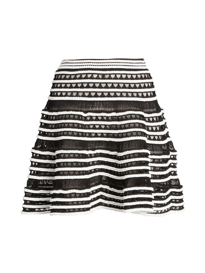 Alaïa Crochet Tiered Knit Skirt In Noir Ivory