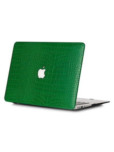 Chic Geeks Faux Crocodile Macbook Case In Emerald